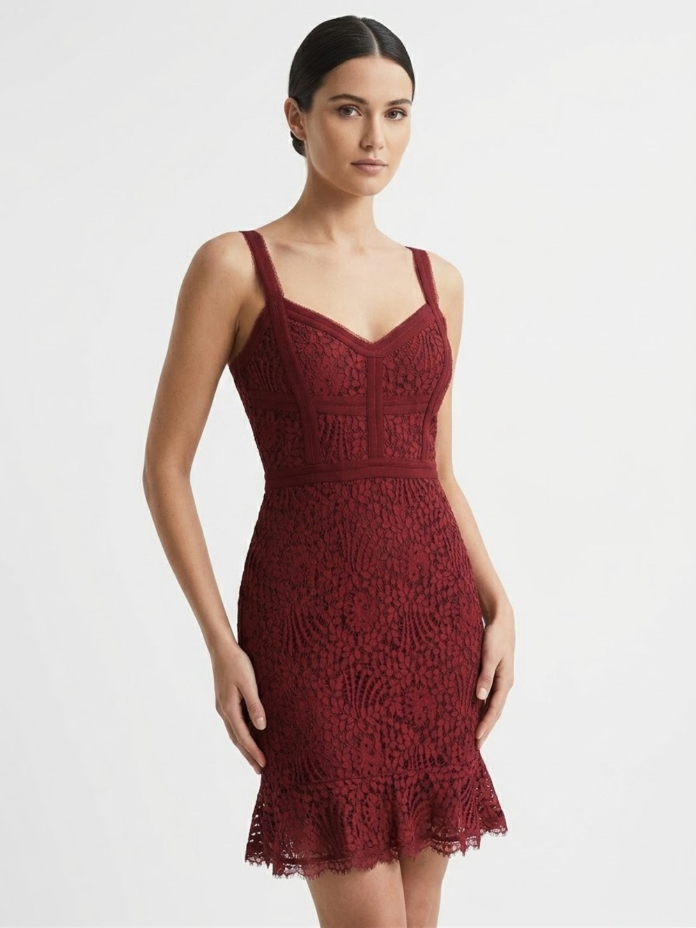 Herloom Mya Crimson Lace Bodycon Dress